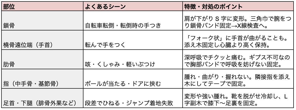 骨折が起きやすい部位